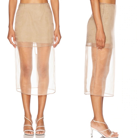 L'Academie Dresses & Skirts - New L’CADEMIE Organza Sheer Marianna Blaire Midi Skirt Sz XS $199 msrp